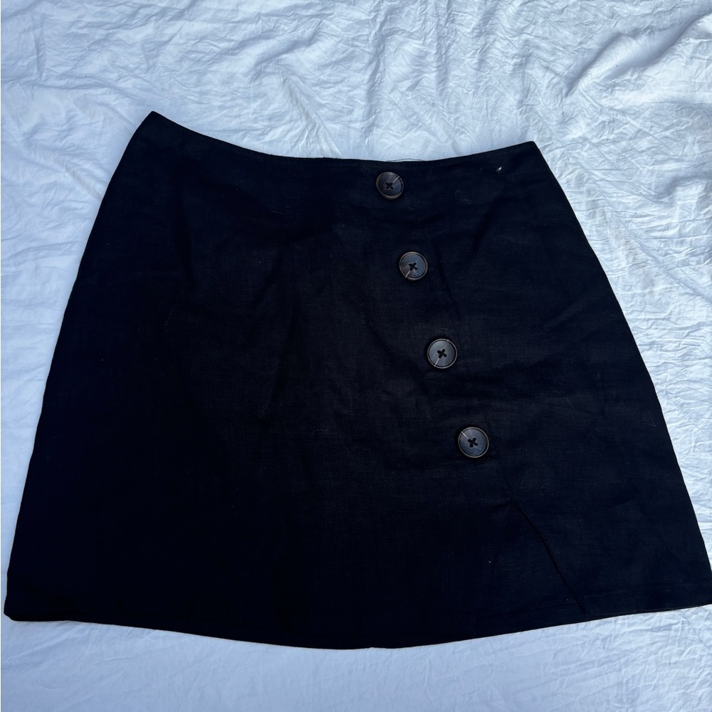 Reformation Black Buttoned Mini Skirt
